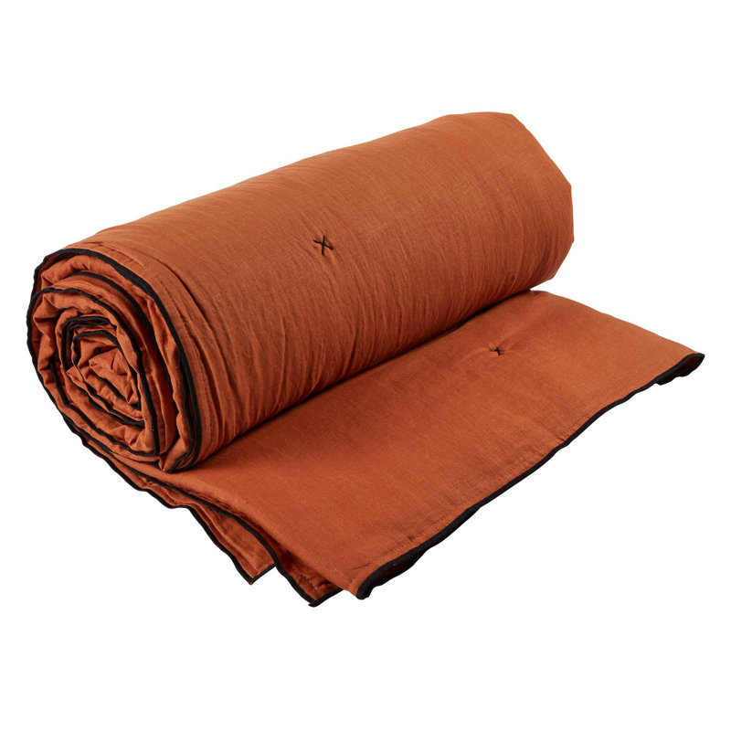 Dziedzic 100% Linen Solid Colour Bedspread, Mid Brown