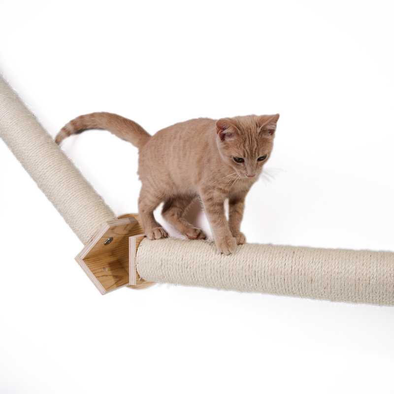 Natural Beige Sisal Wall-Mounted Cat Climbing Bridge