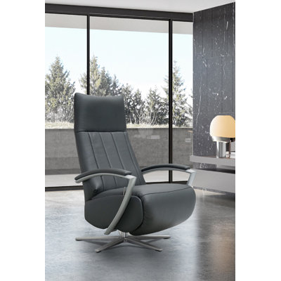 Theodosius 68cm Wide Genuine Leather Swivel