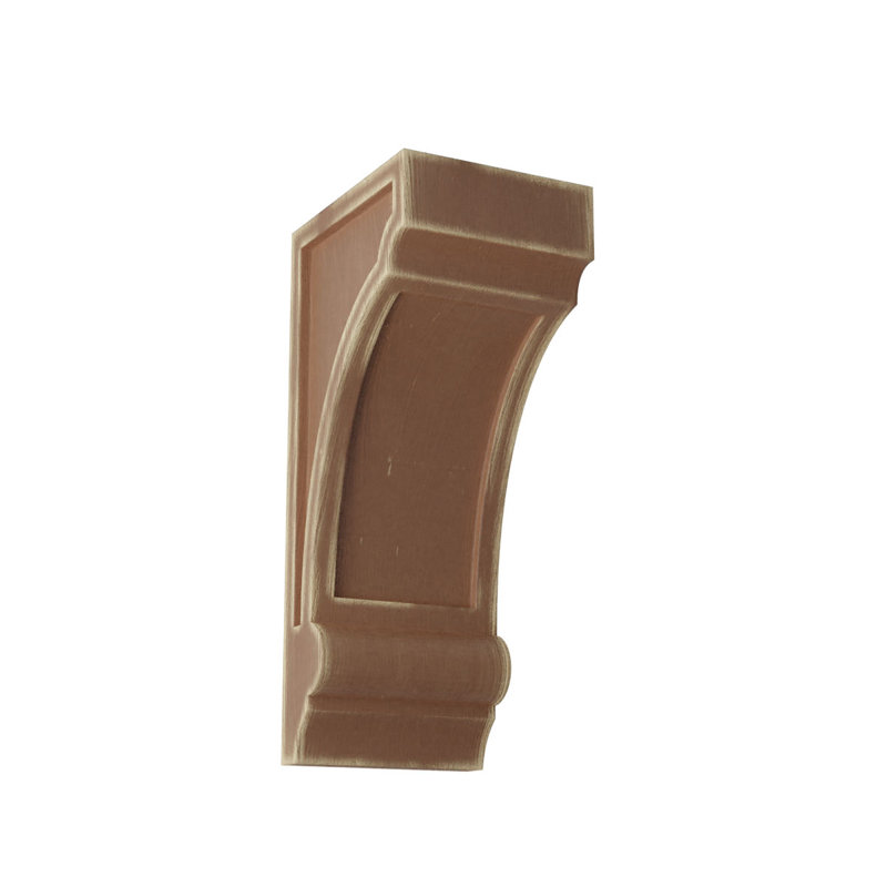Weathered Brown Rubberwood Vintage Architectural Corbel