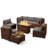 8-piece Outdoor Patio Conversation Set With Propane Fire Pit Table, 7-piece Wicker Sectional Sofa & Coffee Table-1988649139-1957250742