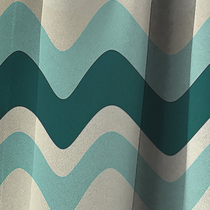 Green Serene Seashore Chevron Waves - Rideau à chevrons - Rideau à chevrons occultant - 1 panneaux, L 52 po x L 108 po