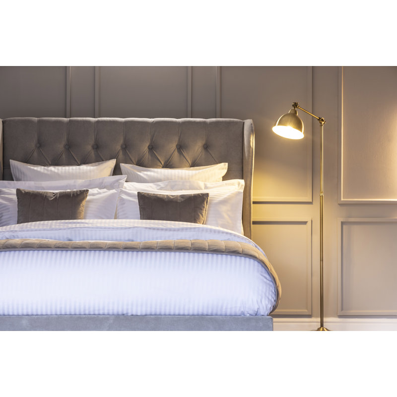 7 Piece Hotel Suite Satin Stripe Bedding Set, White, Super King