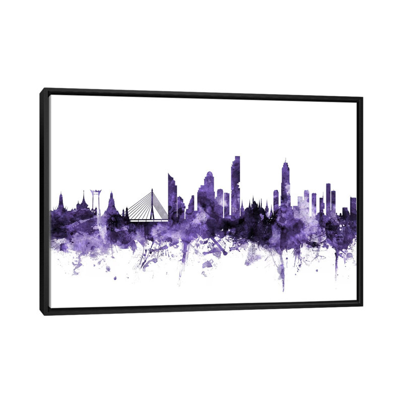 Reproduction d'art graphique sur toile tendue, H 18 po x l 26 po x P 1,5 po, Toile avec cadre noir, Pas de tapis
