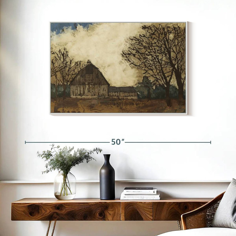Erst passer la grange I, Cadre flottant blanc, 37 po x 25 po