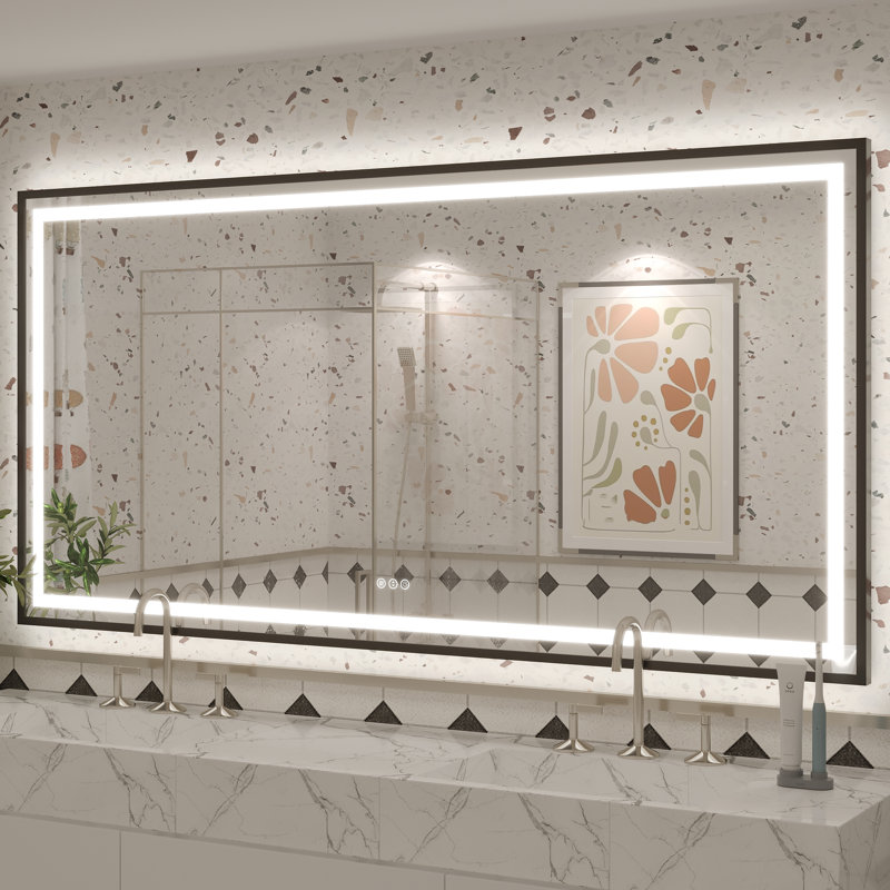 Miroir de salle de bain Molly Framelss, 72 po x 36 po, Noir