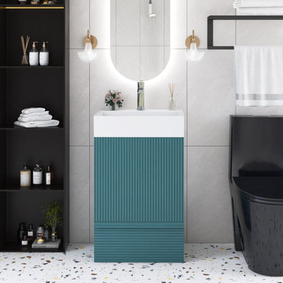 Dessus de meuble-lavabo simple autoportant 20 po intégré en céramique