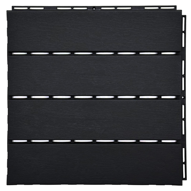 Simar 30cm L x 30cm W Plastic Interlocking Deck Tile, Black