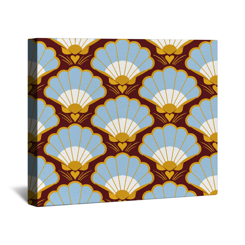 Toile tendue à motif de coquillages festonnés en plusieurs tailles, 32 po x 32 po