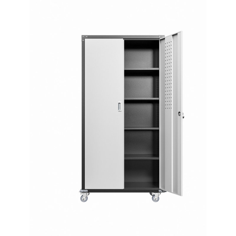 Armoires de rangement pour garage avec portes verrouillables et 4 tablettes réglables