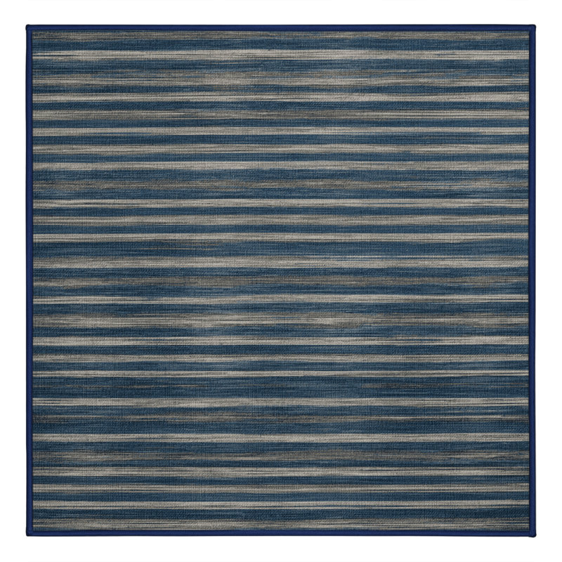 Tapis gris à rayures horizontales lavable à la machine, Carré 3 pi