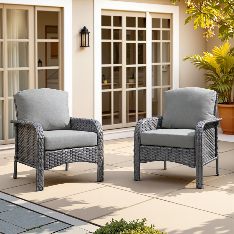 Fauteuils d'extérieur en osier Jordanlee, Gris