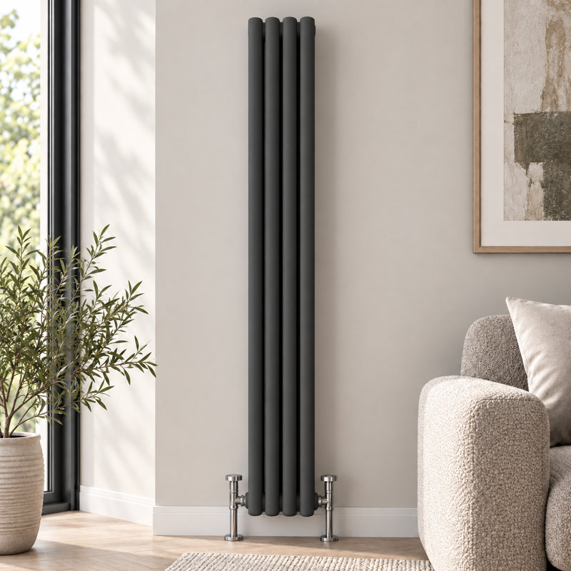 Uxbridge Vertical Traditional Colosseum Radiator, 1800mm H x 200mm W x 130mm D, Anthracite