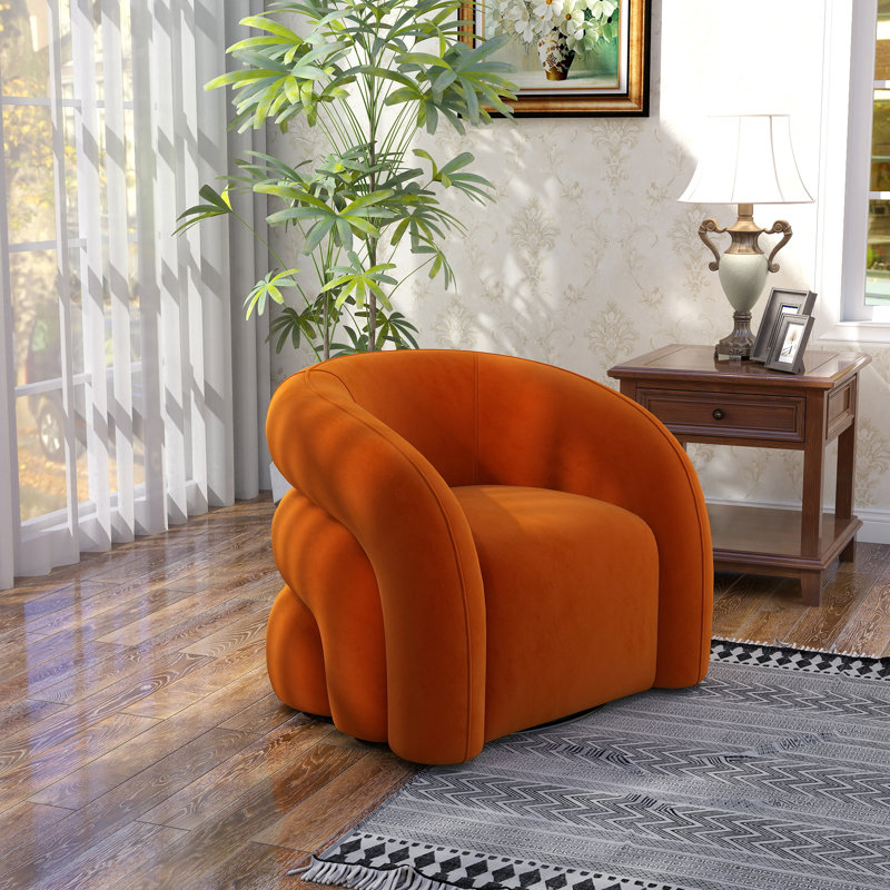 Fauteuil demi-tonneau pivotant Bricyn, Orange