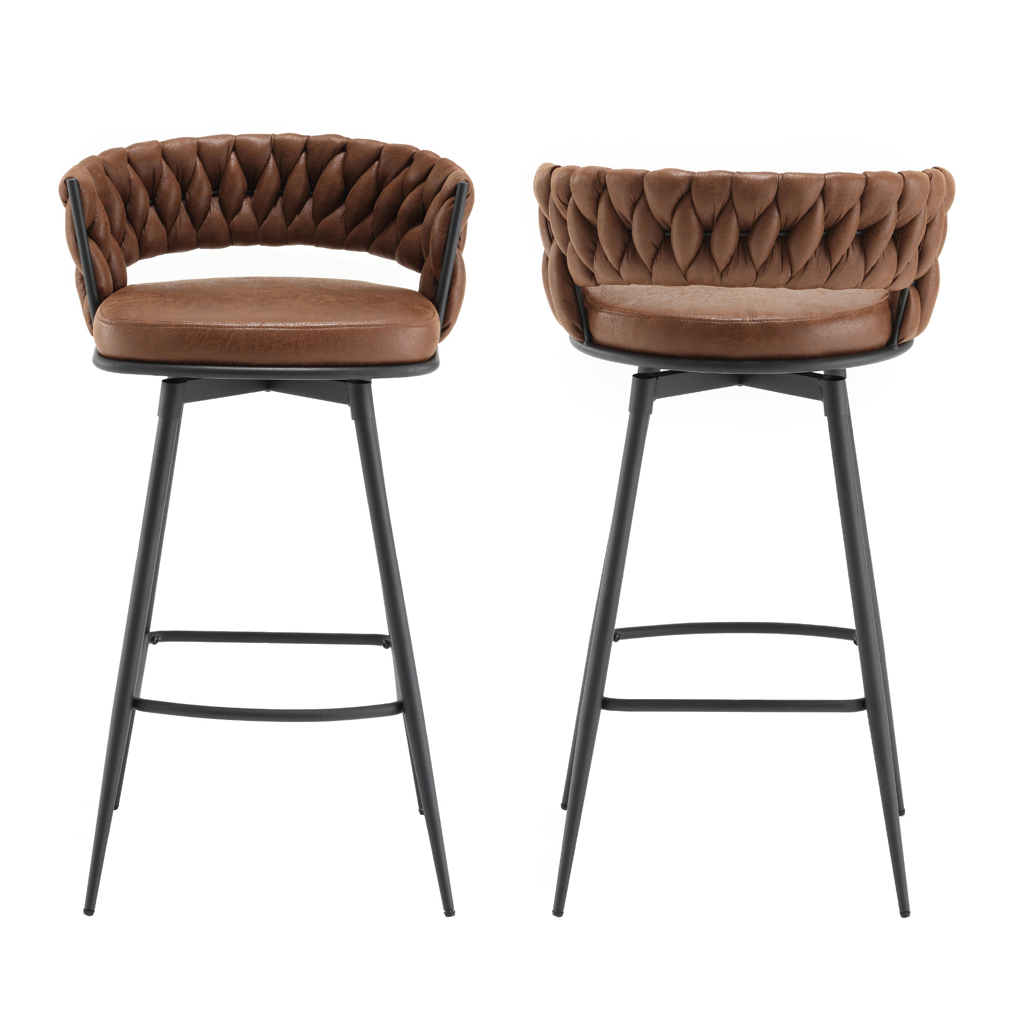 Kymberlynn Swivel Upholstered Low Back Bar & Counter Stool With Metal Frame (Set of 2)