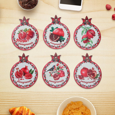ih casadecor Ceramic / Porcelain Agate Ceramic Jute Leather Crystal Circle Round 6 Piece Trivet Set