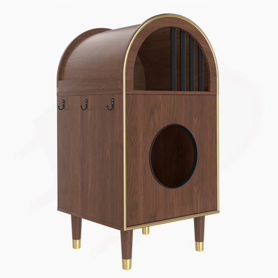 Cat Litter Box Enclosure , 2-In-1 Condo Cat Bed, Cat Shelter Furniture With Two-Level Cozy Haven For 2 Cats, Cute Kitty Condo For Sleeping, Luxury Cat House& Furniture, Espresso