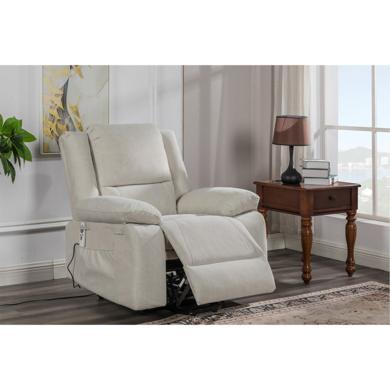Fauteuil inclinable électrique avec massage, poche latérale, Beige
