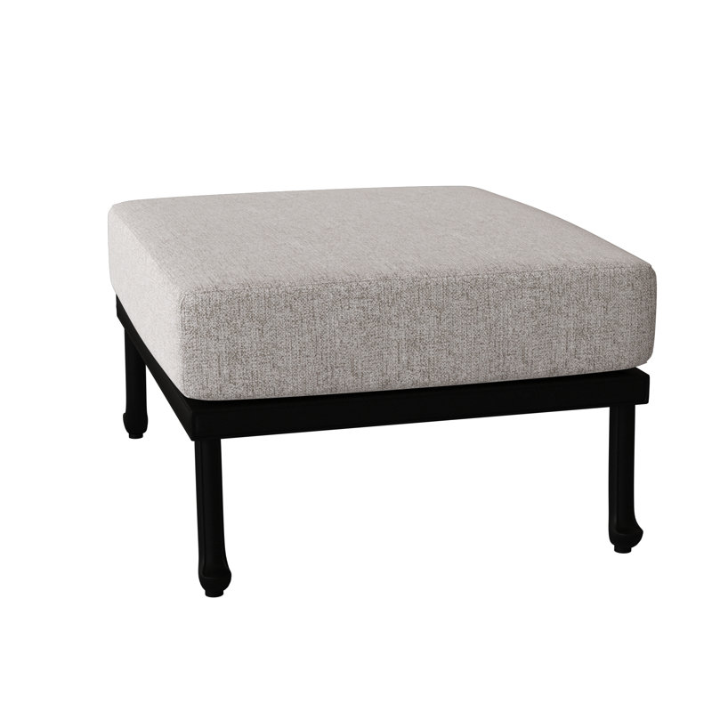 Casa Outdoor Ottoman, Textured Black, Hedge Flannel Sunbrella® Flannel