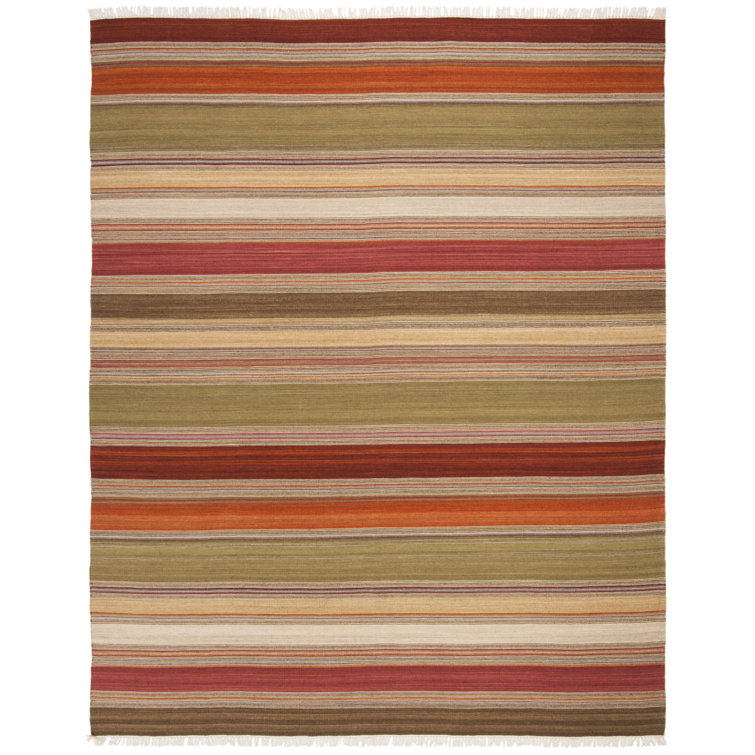 Blue Elephant Striped Hand Woven Flatweave 76cm X 122cm Area Rug ...