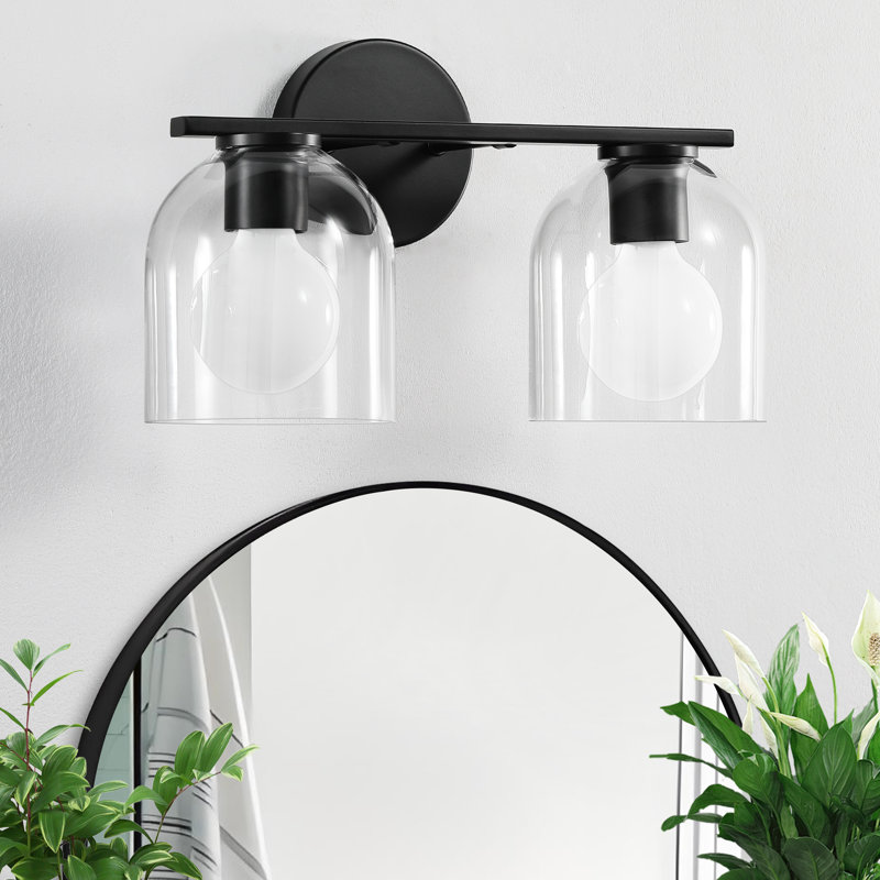 Éclairage pour meuble-lavabo à 2 lumières à intensité variable Meola, Noir mat