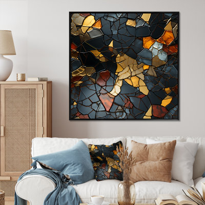 Carreaux de mosaïque dorés et noirs II - art mural abstrait
