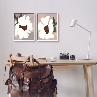 " Abstract White Daisies " 2 - Pieces