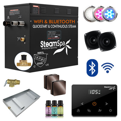 Black Series 10.5KW Steam Bath Generator With Fully Wireless Remote, BLUETOOTH WIFI, And Auto Drain In Oil Rubbed Bronze