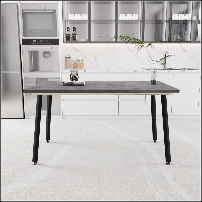 55,25 à 70,87 po, table de salle à manger moderne extensible en bois aggloméré pour 4 à 6 personnes, style industriel médiéval