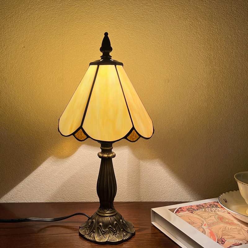 1 lampe de table Tiffany jaune miel de 1 pouce, lampe de table style vitrail artisanal, Jaune miel