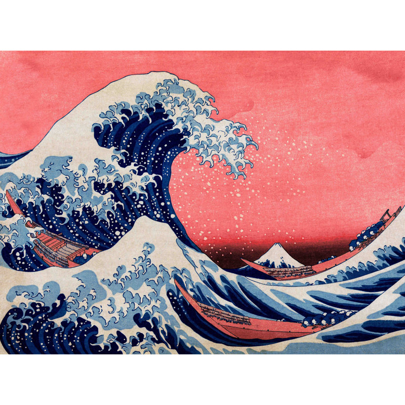 Décalcomanie murale amovible superbe wave, H 14 po x l 18 po, Rouge / Bleu
