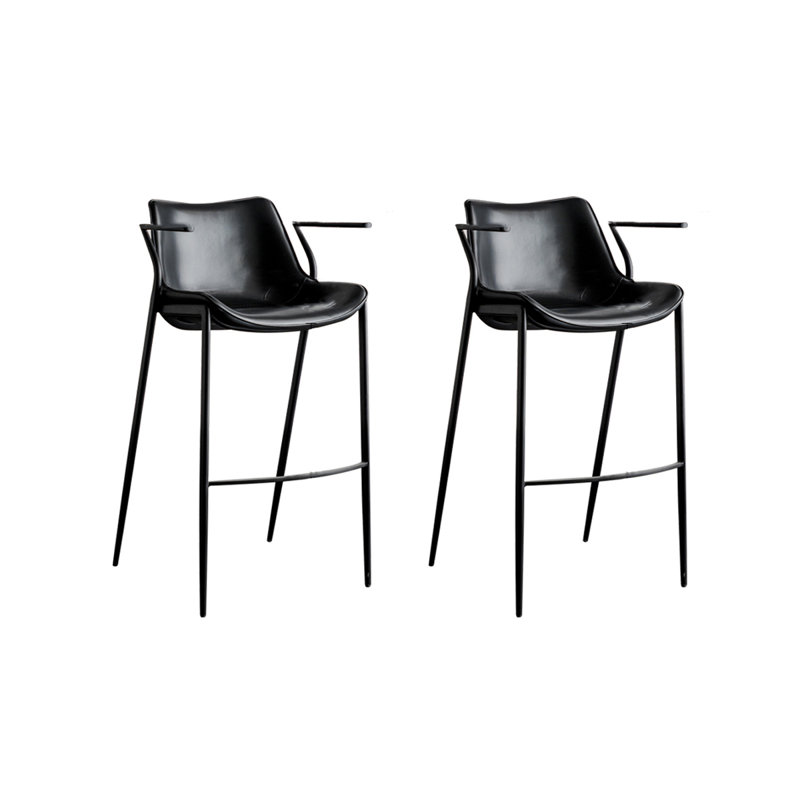 Modern And Simple Saddle Leather Backrest Bar Stools