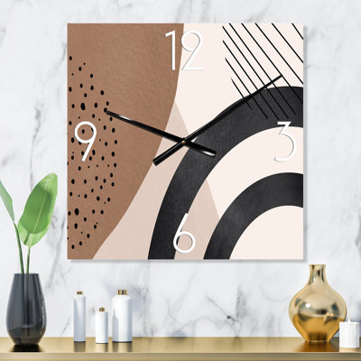 Horloge murale moderne formes abstraites en terre cuite et ivoire III