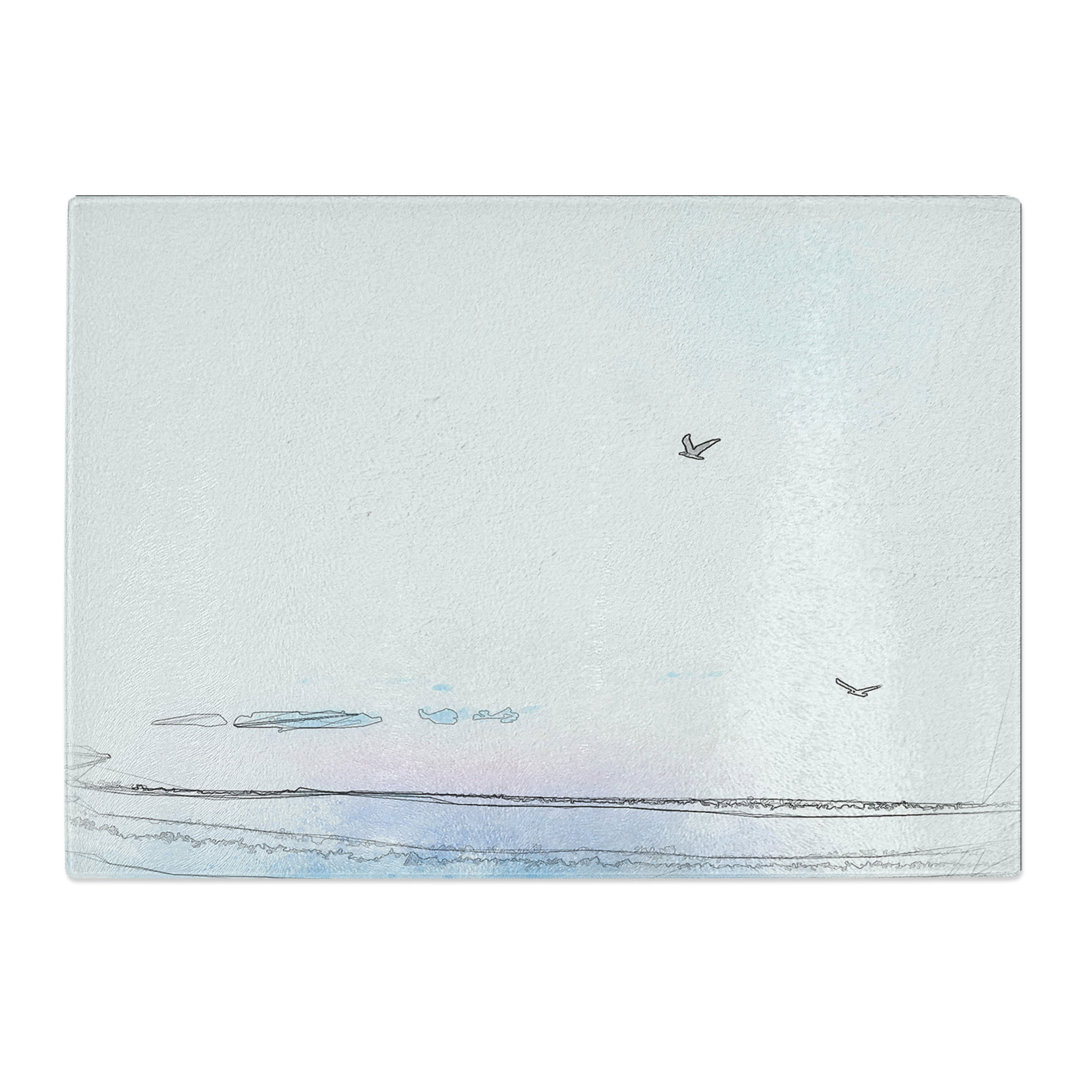 Tempered Glass Seagulls Flying High Chopping Board
