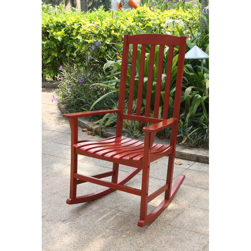 Chaise berçante d'extérieur en acajou Boulder, Rouge