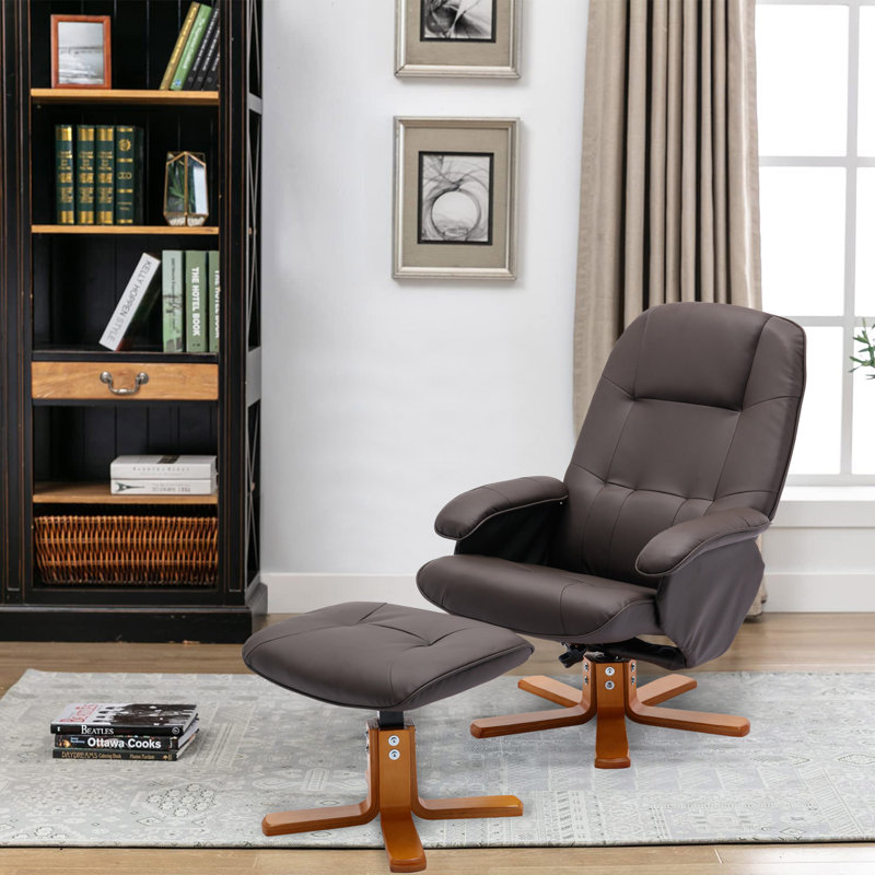 Fauteuil inclinable avec repose-pieds noir, Brun