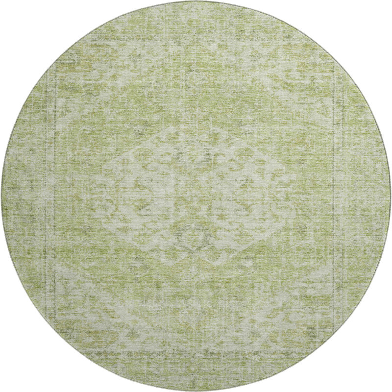 Premium Machine Washable Wayne AMF1104 Global Rug, Round 8'