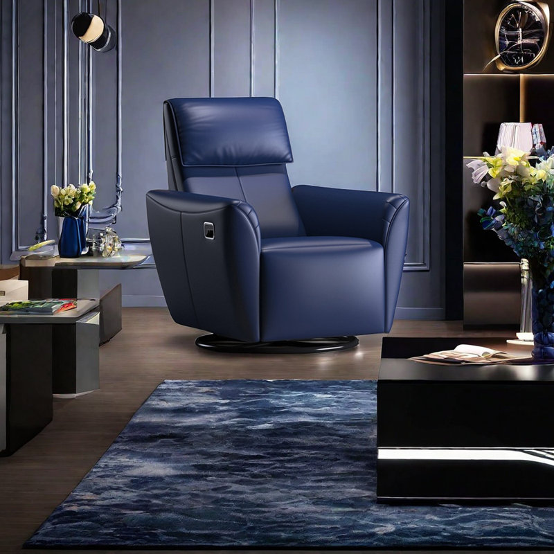 Élégant fauteuil inclinable en cuir avec cadre en bois massif., Similicuir mauve