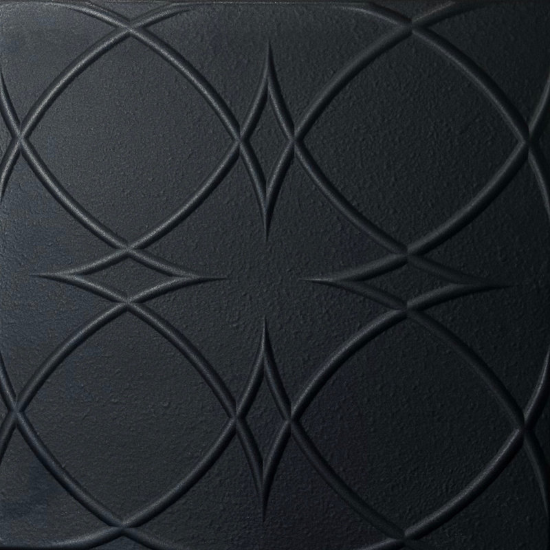 Carreau de plafond en polystyrène encollé 1,6 pi x 1,6 pi Circles and Stars, Noir