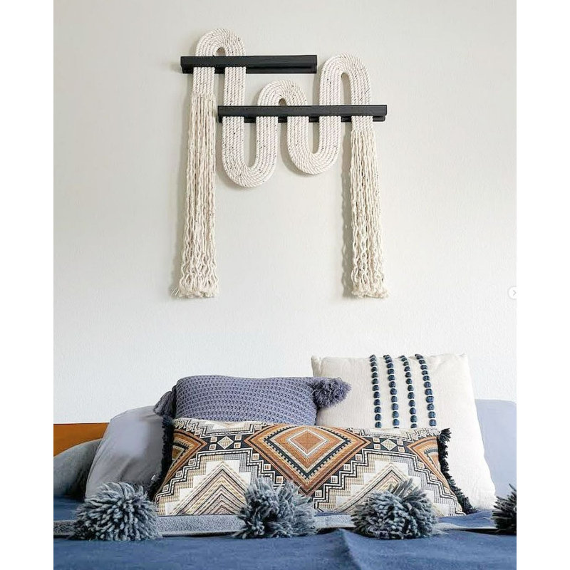 Vibrato Hand Woven Cotton Wall Hanging, Ivory/Black Speckles