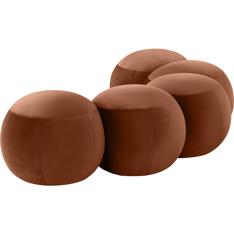Banc en velours Apollo, H 18 po x l 74,50 po x P 38,50 po, Velours cognac