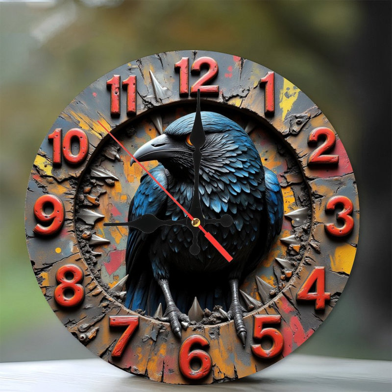 Blue Raven Wall Clock_2