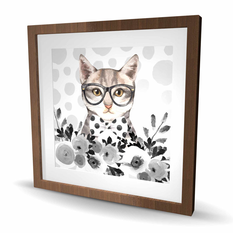 Geek Cat - impression de chambre blanche avec passe-partout mat pour la décoration intérieure, H 24 po x l 24 po