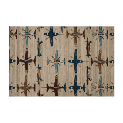 Transportation Gray Indoor and Outdoor Area Rug
