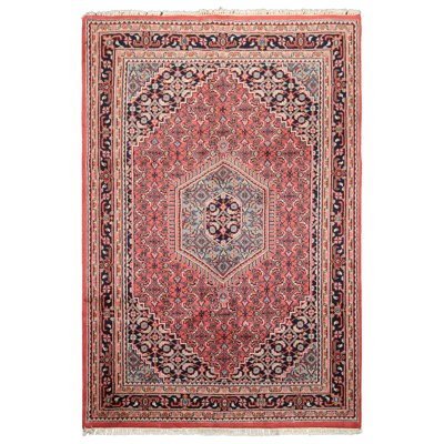 6x9 Hand Knotted Wool Rose Traditional Medallion Rug