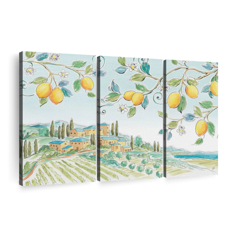 «Méditerranée brise I», 3 pièces sur toile, H 28 po x l 45 po x P 1,25 po
