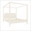 Grand lit plateforme à baldaquin en bois avec tête de lit et pieds de support, blanc crème, aucun sommier requis