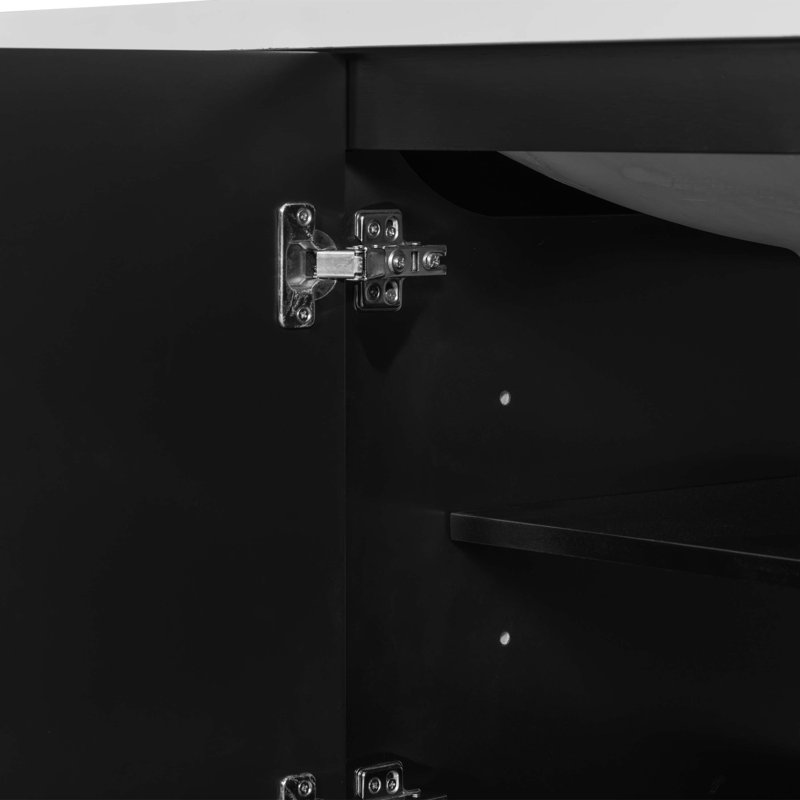36" Black Solid Wood and MDF Freestanding Bathroom Vanity