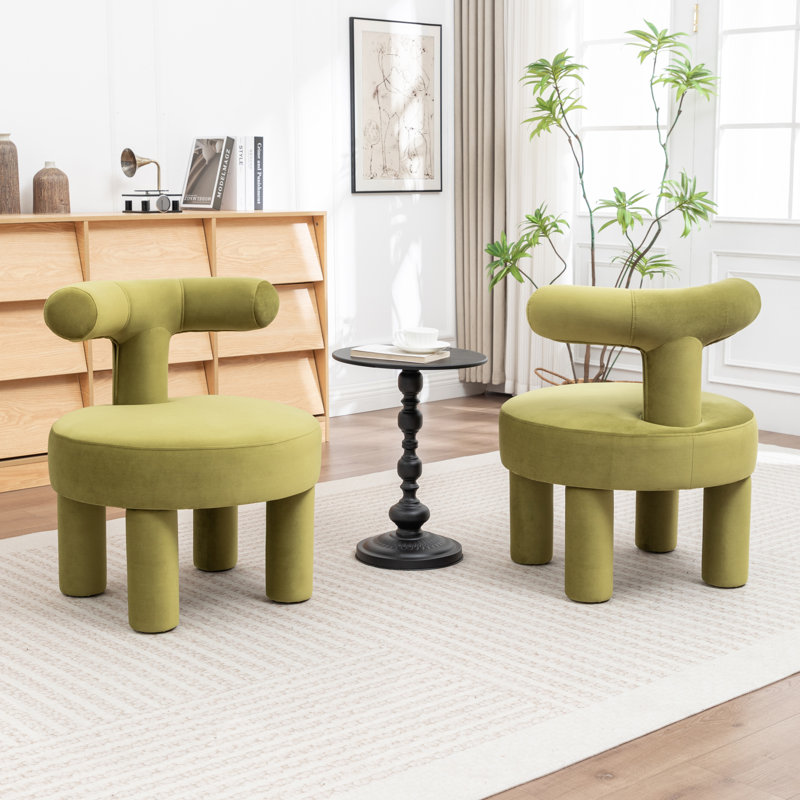 Fauteuil demi-tonneau en velours Bula, Vert, Velours velours