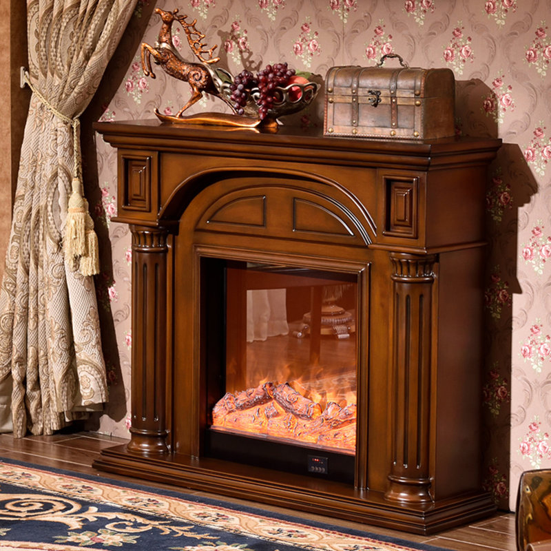 European-style simulated flame decorative electric fireplace, 40.16" H x 47.24" W x 12.99" D